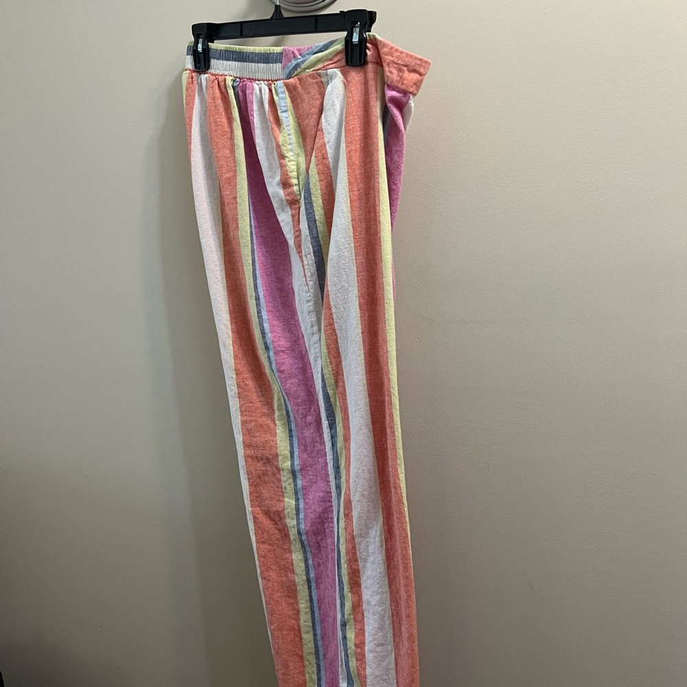 Ashley Stewart Pastel Multistripe Pants - Pink Coral Yellow Blue Size 16